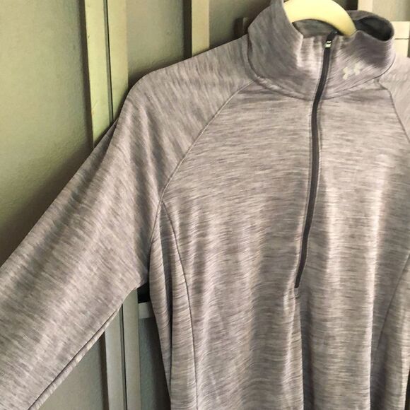 Under Armour heathered three-quarter zip mock long sleeve top size L - Picture 3 of 5
